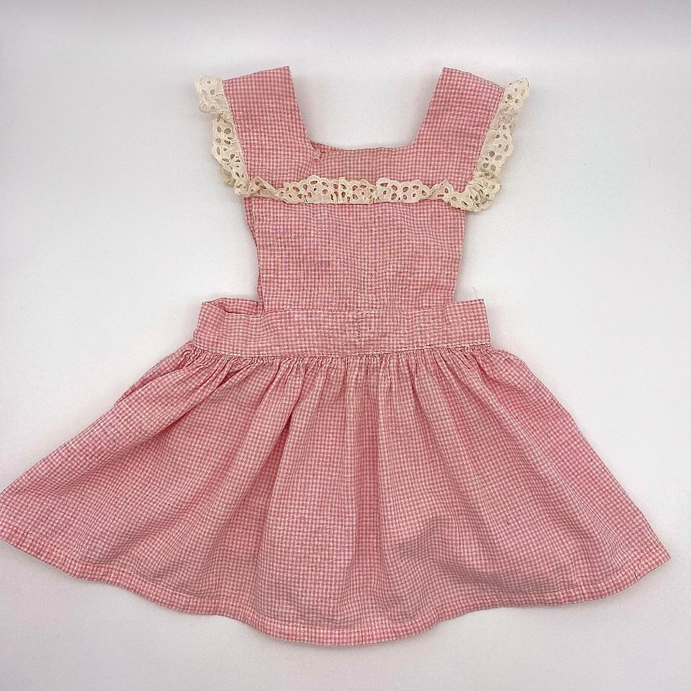 Vintage 1950s Baby Dress - Pink and White Checkered Pattern